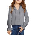 thumbnail image 1 of GaThRRgYP Children's and Girls Sweatshirts Clearance,Girls V-neck Long-sleeved Tops Shirts Kids Loose Tunic Tops Aged 3-14 Years Gray 13 Years, 1 of 6