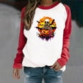thumbnail image 1 of Black*Friday Discounted Items under $5 GaThRRgYP Classic Round Neck Long Sleeve Shirt Women,Women's Halloween Printed Round Neck Long Sleeved Oversized Sweatshirt Red XL, 1 of 7