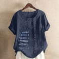 thumbnail image 1 of GaThRRgYP Clearance Clothes under $5.00,Women Casual Cotton and Linen Top Ocean Fish Printed Short Sleeve Button Tunic T-shirt Blouse Tops Navy L, 1 of 4