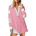 thumbnail image 1 of GaThRRgYP Off the Shoulder Tops for Women,Women's Summer Casual Tops Round Neck,Womens Color Block Stripe Oversized Sweatshirts V Neck Long Sleeve Casual Loose Pullover Tops Pink S, 1 of 7