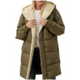 thumbnail image 1 of GaThRRgYP Coats for Women Plus Size,Jackets for Women under $10,Women's Winter Casual Fashion Solid Color Pocket Reversible Long Cotton Coat Army Green M, 1 of 5