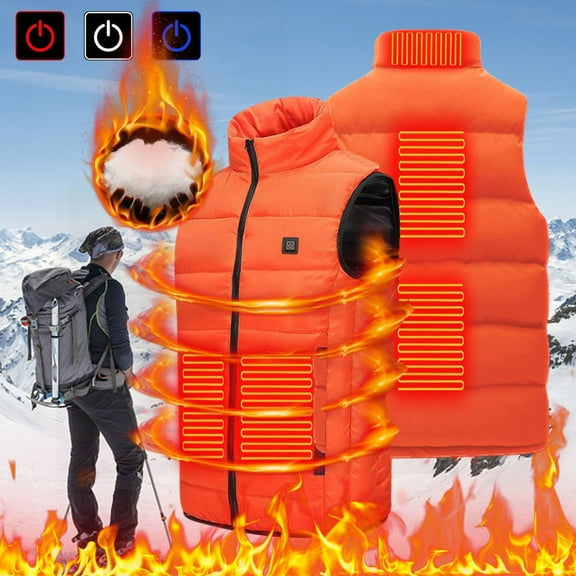 GaThRRgYP Coats for Women Winter,Jackets for Men,USB Intelligent Constant Temperature Heated Windproof Plus Size Coat for Men and Women Winter 5 Heated Jacket Coat Orange S