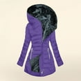 thumbnail image 1 of GaThRRgYP Coats for Women Plus Size,Womens Jackets Plus Size Winter,Women's New Solid Color Long-sleeved Hooded Fashion Cotton-padded Jacket Purple M, 1 of 4