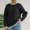thumbnail image 1 of GaThRRgYP Cozy Everyday Sweaters Ladies,Women's Casual Solid Color Round Neck Fashion Long Sleeved Pullover Sweater Top Black S, 1 of 8