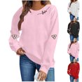 thumbnail image 1 of GaThRRgYP Cozy Fleece Womens Long Sleeve Hoodie for Seasonal Style,Women's Valentine's Day Printed Long Sleeved Round Neck Sweatshirt Fashionable and Casual Hooded Sweatshirt Top Pink S, 1 of 6