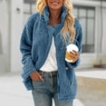 thumbnail image 1 of GaThRRgYP Cozy Fuzzy Sherpa Lined Trench Coat for Women,Women Solid Fuzzy Fleece Jackets Stand Collar Long Sleeve Winter Warm Faux Button Coat Winter Clothing with Pockets Blue M, 1 of 9