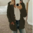 thumbnail image 1 of GaThRRgYP Cozy Ladies Autumn Winter Everyday Jacket,Women Hooded Sweater Coat Winter Warm Wool Zipper Coat Long Sleeve Outwear Army Green XXL, 1 of 6