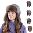 thumbnail image 1 of GaThRRgYP Cozy Women's Knit Hat with Folded Brim,Fleece and Thickened Hats for Women Cycling Skiing Cold Protection and Warmth Hats Outdoor Windproof Ear-protecting Hats for Men Navy Free Size, 1 of 1