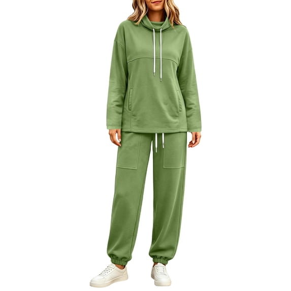 GaThRRgYP Cropped Windbreaker Jacket Women with Hood Women's Two-piece High Neck Sports Suit Long Sleeved Drawstring and Jogging Pants Casual with Pocket Set