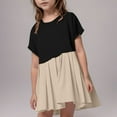 thumbnail image 1 of GaThRRgYP Dresses for Girls,Girls Solid Pleated Sweatshirt Dresses Kids Fashion Short Sleeved Round Neck Mini Dress Skirt 5-14 Years Brown 13 Years, 1 of 9