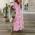 thumbnail image 1 of GaThRRgYP Elegant Short Sleeve Dress for Women,Womens Spring and Summer V-Neck Solid Casual Short Sleeved Long Dress Pink M, 1 of 3