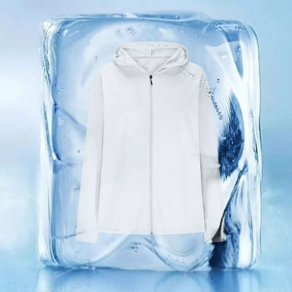GaThRRgYP Everyday Ladies Outer Jacket Winter Autumn,Women's Solid Color Casual SunscreenLong Sleeved Hooded Casual Outwear White XL