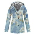 thumbnail image 1 of GaThRRgYP Fashionable Winter Jacket Autumn Ladies,Ladies' Fashionable Printed and Sunscreen Outdoor Sportswear Jacket Long Sleeved Hooded Casual Jacket Blue L, 1 of 3