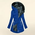 thumbnail image 1 of GaThRRgYP Fleece Jackets for Women,Women's New Solid Color Long-sleeved Hooded Fashion Cotton-padded Jacket Blue XXL, 1 of 6