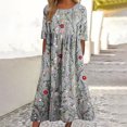 thumbnail image 1 of GaThRRgYP Flowy Dresses for Women,Women Fashion Printed Short Sleeve Round-neck Long Dress Gray M, 1 of 5