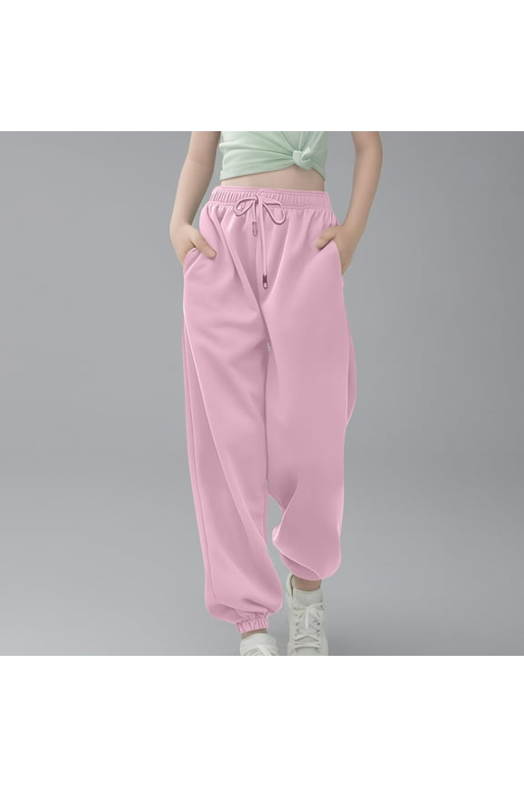 Girl's Active Flare Leggings,Womens Sweatpants with Pockets,Children Boys Girls Jogging Bottoms Sports Trousers Long Training Casual Pants Sweatpants Pink 3 Years