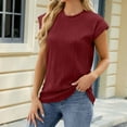thumbnail image 1 of GaThRRgYP Going Out Tops for Women,Womens Tops Short Sleeve Cotton,Women's Summer Solid Lace V-neck Bubble Short Sleeve Solid T-shirt Top, 1 of 4