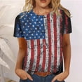 thumbnail image 1 of GaThRRgYP Plus Size Tops for Women,Summer Tops for Women,Women's Summer Casual Crewneck Short Sleeve T-Shirts Flag Print Fit Basic Tops Tees Blouses Black XL, 1 of 6