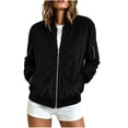 thumbnail image 1 of GaThRRgYP Jackets for Women Dressy Women's Winter Long-sleeved Zipper Fashion Casual Baseball Jacket Corduroy Jacket Black S, 1 of 7