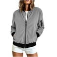 thumbnail image 1 of GaThRRgYP Jackets for Women Dressy Women's Winter Long-sleeved Zipper Fashion Casual Baseball Jacket Corduroy Jacket Gray XXL, 1 of 7