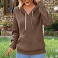 thumbnail image 1 of Black*Friday Discounted Items under $5 GaThRRgYP Light Warmth Hoodie Women's Versatile,Women's Casual and Fashionable Solid T-shirt Hooded Pocket Long Sleeved Top Brown S, 1 of 6