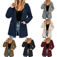 thumbnail image 1 of GaThRRgYP Lightweight Blazers for Women Women's Hooded Jacket Windbreaker Drawstring Waist Casual Trench Coat with Pockets Black S, 1 of 8