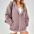 thumbnail image 1 of GaThRRgYP Lightweight Winter Outerwear Jacket Ladies Autumn,Fashion Women Oversized Zip Solid Casual Long Sleeve Hooded Casual Outwear Sweatshirts Jackets Pockets Pink S, 1 of 7