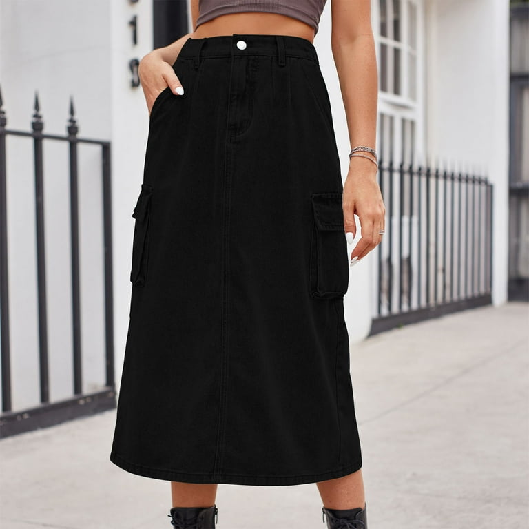 GaThRRgYP Long Cargo Skirt for Women with Pockets,Women's Spring
