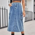 thumbnail image 1 of GaThRRgYP Long Cargo Skirt for Women with Pockets,Women's Spring and Summer Denim Dress Pocket Skirt Casual Mid-length Skirt, 1 of 7