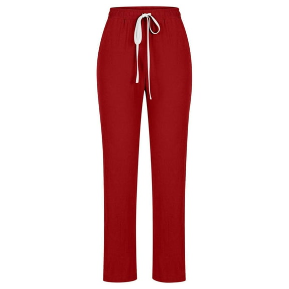GaThRRgYP Long Pants for Women,Women's Casual Wide Leg Pants Solid Elastic Waist Loose Long Pants with Pocket