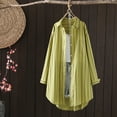 thumbnail image 1 of GaThRRgYP Long Sleeve Shirts for Women,Ladies Fashion Color Stripe Long Sleeve Cotton Casual Loose Shirt Coat Green XXL, 1 of 5