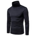 thumbnail image 1 of GaThRRgYP Summer Tops,Mens Summer Tops Loose Fit,Men Casual Solid Turtleneck Long Sleeve Blouse Pullover Base Shirt Blouse, 1 of 4