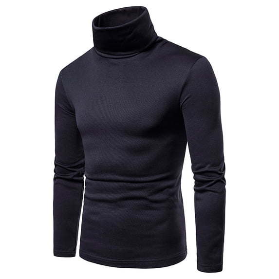 GaThRRgYP Summer Tops,Mens Summer Tops Loose Fit,Men Casual Solid Turtleneck Long Sleeve Blouse Pullover Base Shirt Blouse