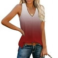 thumbnail image 1 of GaThRRgYP Loose Fit Tank Tops for Women,Women's Sleeveless V-Neck Floral Blouse,Ladies' Loose and New Gradient V-neck Sleeve with Side Slit Fashion Top Red XL, 1 of 8