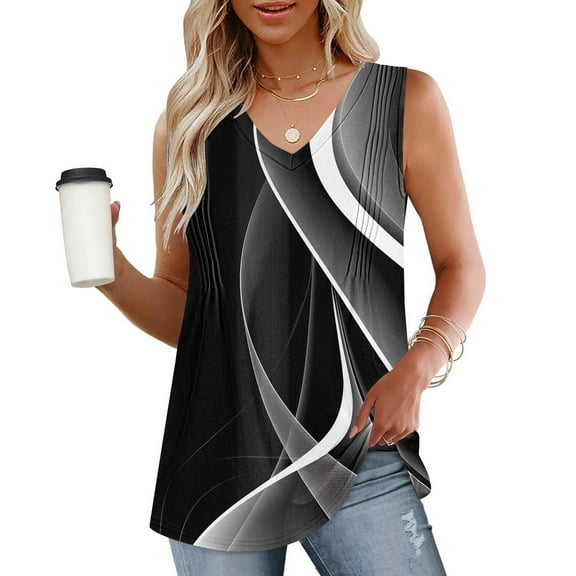 GaThRRgYP Loose Fit Tank Tops for Women,Womens Sleeveless Shirts V Neck Summer Tank Tops,Fashion Women's Spring/Summer Solid Color V-neck Sleeveless Top Tank Top Black L