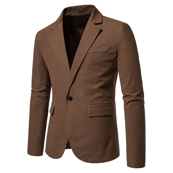GaThRRgYP Men's Outwear Blouse on for $10,Men Casual Slim Fit Solid One Button Blazer Turn-Down Collar Suit Long Sleeves Jacket