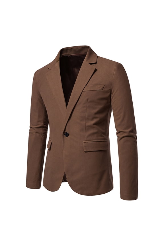 Men's Outwear Blouse on for $10,Men Casual Slim Fit Solid One Button Blazer Turn-Down Collar Suit Long Sleeves Jacket