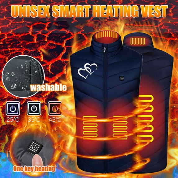 GaThRRgYP Mens Casual Coats-Plus Heated Vest for Unisex,USB Intelligent Constant Temperature Heated Windproof Plus Size Coat for Men and Women Winter 4 Heated Jacket Coat Dark Blue S