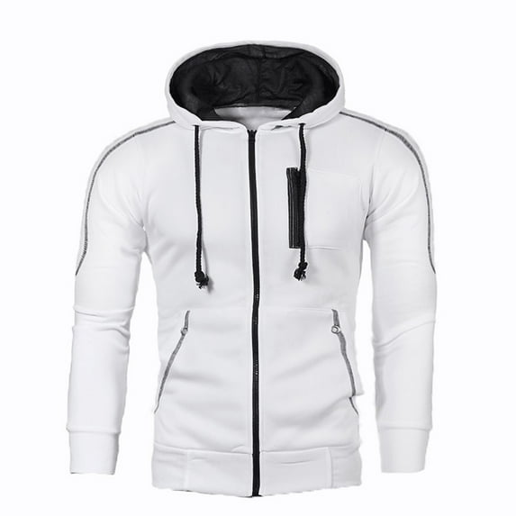 GaThRRgYP Off the Shoulder Tops for Men,Mens Blouses Short Sleeve,Men's Sports Sweater Coat Fashion Color Contrast Long Sleeve Hooded Pocket Zipper Drawstring Coat