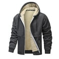thumbnail image 1 of GaThRRgYP Mens Coats Winter,Men's Warm Solid Color Thick Design Zipper Pocket Drawstring Long Sleeved Hooded Casual Jacket Dark Gray M, 1 of 4