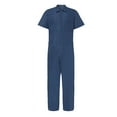 thumbnail image 1 of GaThRRgYP Mens Pants Big and Tall,Men's Zipper Overalls Lapel Solid Color Jumpsuit Suit Thin Breathable Suit Blue M, 1 of 7
