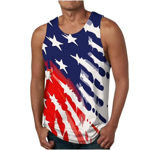 GaThRRgYP Mens Tops Short Sleeve,2024 clearance,Men's Print Tank Top Casual Sports Sleeveless Round Neck T-shirt Tank Top Multicolor M