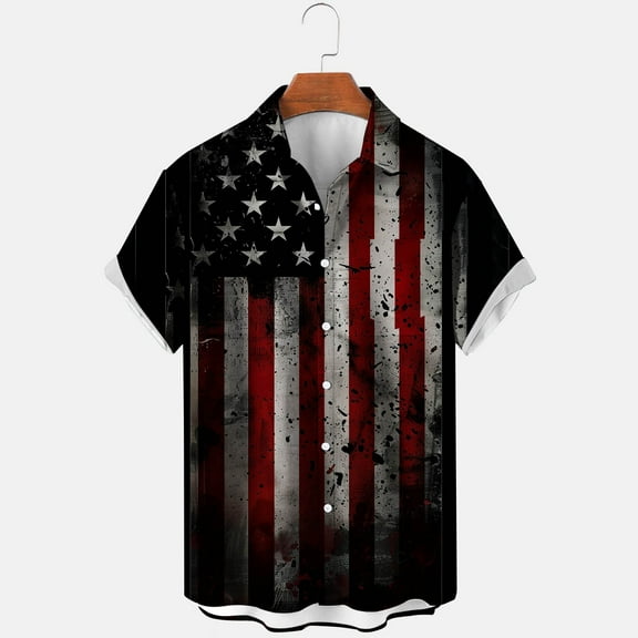 GaThRRgYP Mens Tshirts Short Sleeve,Men's Printing Button Casual Short Sleeve Turndown Collar Blouse Shirt Multicolor XL
