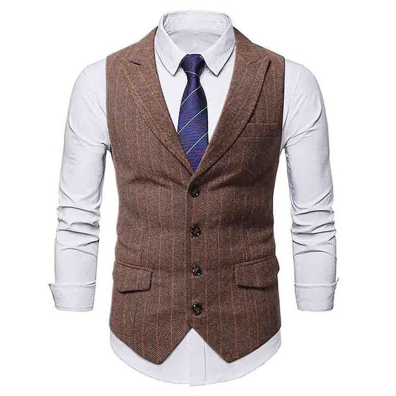 GaThRRgYP Mens Vest Men V-Neck Suit Plaid Vest,Men's-breasted Vest Gilet Fit Breathable Business Casual Streetwear Jacket Coffee L