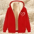 thumbnail image 1 of GaThRRgYP Outwear for Women,Women's New Fashionable Printed Fleece Hooded Sweatshirt Jacket Red M, 1 of 4