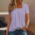 thumbnail image 1 of GaThRRgYP Oversized Short Sleeve Blouse - Summer Comfort Top,Ladies' Loose Casual Solid Color Collar Button Long Sleeved Shirt Purple S, 1 of 6