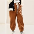 thumbnail image 1 of GaThRRgYP Pants for Girls,Girl's Super Soft Active Jogger Pants,4-16Years Children's Casual Solid Color Thickened Warm Windproof Low Waist Tied Ankle Pants Long Pants Khaki 100, 1 of 5