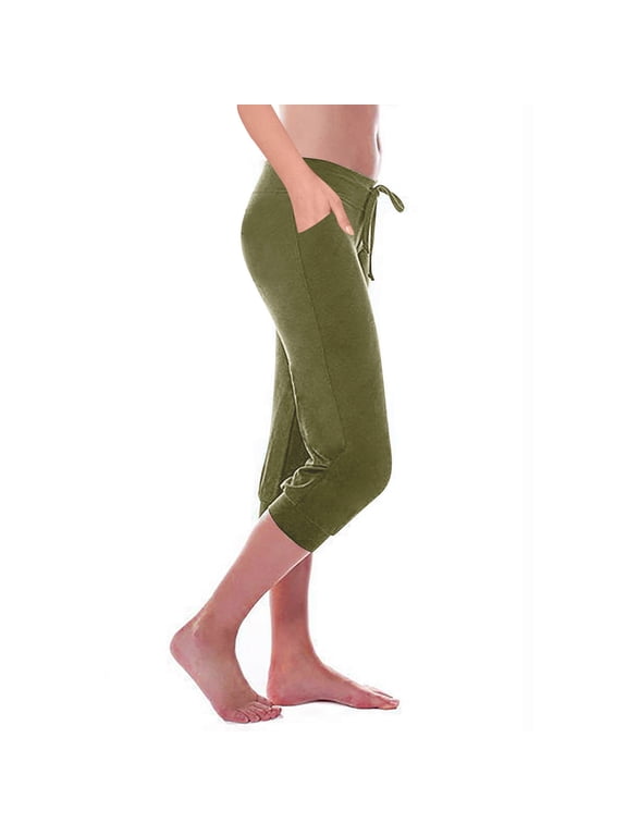 Black*Friday Clearance under $5 GaThRRgYP Pants Plus Size for Women,Autumn Women Workout Out Leggings Stretch Waist Button Pocket Yoga Gym Cropped Trousers with Pocket