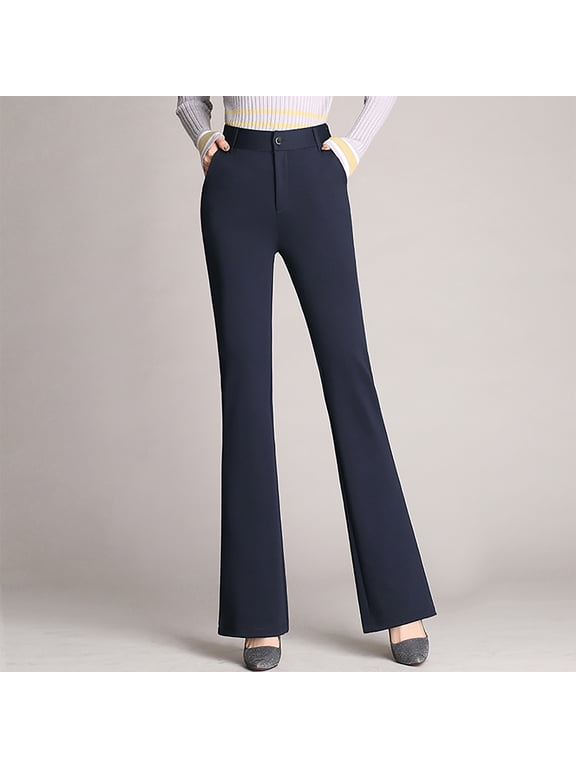 Pants Plus Size for Women,Women's Trousers Plus Size Bell Bottom Trousers Straight Tight Waist Work Pants