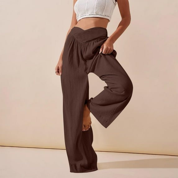 New trends for her GaThRRgYP Wide Legged Jeans, Women's Casual Long Pants Comfortable Home Pants Solid Color Casual Wide Leg Sports Pants Long Pants